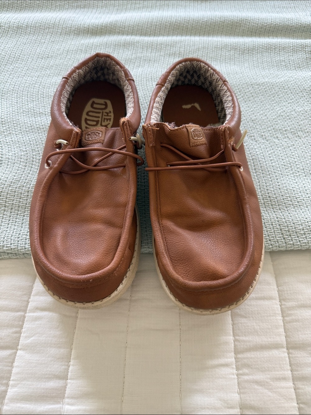 Hey Dude Casual Leather Slip-On Shoes in Tan Brown